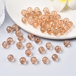 模造オーストリアクリスタルビーズ  グレードAAA  ファセット（96ファセット）  ラウンド  桃パフ  8mm  穴：0.9~1mm&nbsp;SWAR-F073-8mm-18