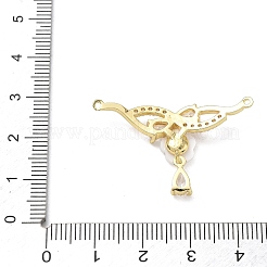 Breloques de connecteur en laiton micro pavé de zircone cubique transparente&nbsp;CU-CBA5CBE-03A-G