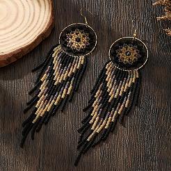 Серьги-люстры ручной работы в богемном стиле из стеклянного бисера.&nbsp;GZ5802