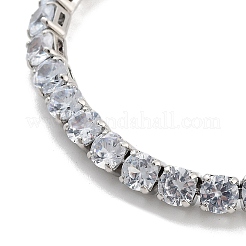Braccialetti con cursore a catena piatta rotonda in ottone con pavé di zirconi trasparenti&nbsp;BJEW-B094-12B-P