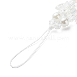 Акриловые мобильные ремешки с жемчугом и бабочкой HJEW-YW0001-01