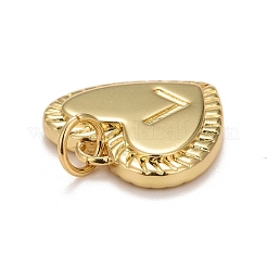 ラックメッキの金色の真鍮製ペンダント  丸カン付き  長持ちメッキ  鉛フリー＆カドミウムフリー＆ニッケルフリー  文字a〜zのハート  文字L  16x15x2.5mm  丸カン：5x0.5ミリ  3mm内径&nbsp;KK-E260-01G-L