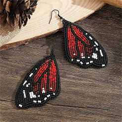 Серьги-подвески ручной работы из стекла с зелеными крыльями бабочки в стиле бохо&nbsp;TT3969