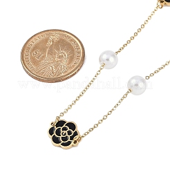 Ионное покрытие (ip) 304 нержавеющая сталь черная эмаль цветочные подвески ожерелья для женщин NJEW-M078-09G