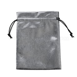 金箔押しベルベットギフト収納巾着袋  長方形  グレー  六角  18x13x0.15cm&nbsp;AJEW-P131-06A