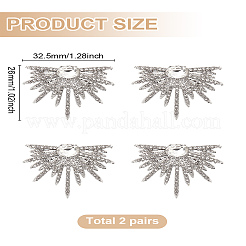 2 пара серег-гвоздиков из сплава со стразами для женщин&nbsp;EJEW-LP0001-64