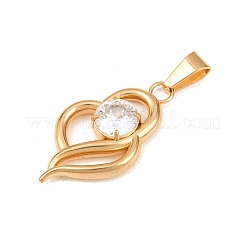 Pendentifs en acier inoxydable chirurgical 316 micro pavés de zircones cubiques transparentes&nbsp;STAS-A137-02C-G