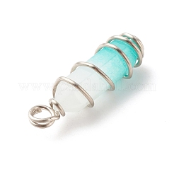 Pendentifs pointus à double borne en jade blanc vert naturel&nbsp;PALLOY-JF01686-07