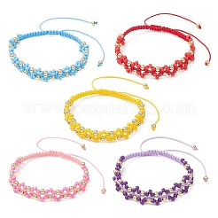 5 шт. браслет из стеклянных плетеных бусин&nbsp;BJEW-MZ00304