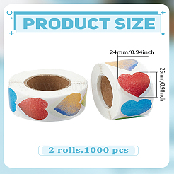 2 Rolle Valentinstag-Herz-Papieraufkleber&nbsp;DIY-LP0003-77