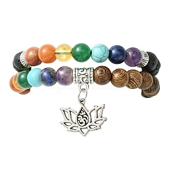 2 ensemble de bracelets tressés et extensibles en perles rondes de 2 mm avec 8 styles de chakra&nbsp;BJEW-JB10906