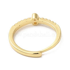 Anelli regolabili numero 6 da donna con placcatura in ottone con zirconi cubici trasparenti&nbsp;RJEW-S407-09G-06