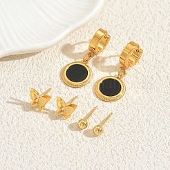 3 пара серег-гвоздиков и сережек-колец из нержавеющей стали YE7662