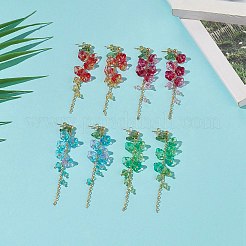 4 色イミテーション オーストリア クリスタル 朝顔の花ダングル スタッド イヤリング  女性用電気メッキガラス 304 ステンレススチールジュエリー  ミックスカラー  74mm  ピン：0.8mm  1ペア/カラー&nbsp;EJEW-TA00197