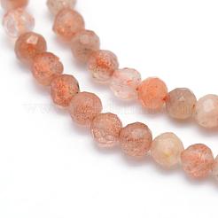 Natürliche sunstone Perlen Stränge&nbsp;G-E411-13A-4mm