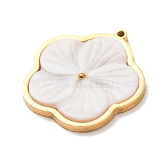 Pendentifs en acier inoxydable 304 sculptés dans un coquillage blanc naturel&nbsp;SH-K002-01A-G
