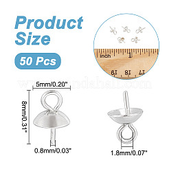 50 Stück 304 Edelstahl Cup Pearl Peg Bails Pin Anhänger&nbsp;STAS-UN0004-55