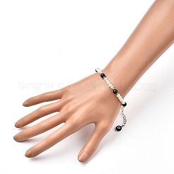 Натуральный черный агат бисером браслеты BJEW-JB05313-05