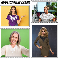 4 шт. двухцветный полиэстеровый кружевной воротник с вышивкой&nbsp;AJEW-CY0001-51B