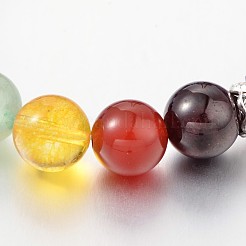 Chips et bracelets extensibles en perles de pierres précieuses naturelles chakra rond&nbsp;BJEW-JB01990-03