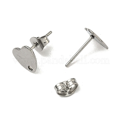 Anlaufgeschützte Ohrstecker-Beschläge aus 304er Edelstahl in Herzform&nbsp;STAS-R063-37