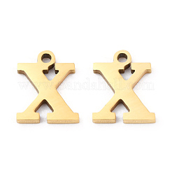 ステンレススチールチャーム201個  アルファベット  文字.x  8.5x7x1mm  穴：1mm&nbsp;STAS-N091-176X-LG