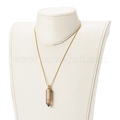 304ステンレススチールペンダントネックレス  ファセットカット天然混合宝石  開閉可能な香水瓶  使い捨てプラスチックホールピペット  ゴールドカラー  60.5x0.15cm&nbsp;NJEW-JN03540