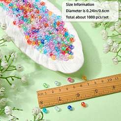 1000 個の UV メッキ透明アクリルビーズ  虹色の  ラウンド  ミックスカラー  6x5.5mm  穴：1.8mm  1000個/セット&nbsp;OACR-SZ0001-55