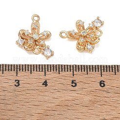 Colgantes de conector de circonita cúbica transparente con pavé de latón&nbsp;CU-CBAB0CF-02G