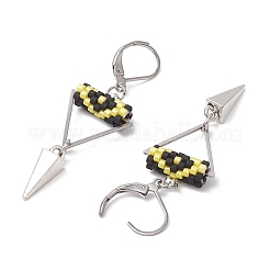 Серьги-гвоздики с застежкой-молнией из латунного стекла с треугольным глазом EJEW-MZ00452-04