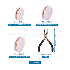 ラウンド銅ジュエリーワイヤー  0.4/0.5/0.8mm  4のロール/グループ  ミックスカラー  0.4/0.5/0.8mm  4のロール/セット&nbsp;CWIR-YS0001-02