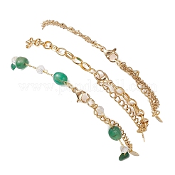 Браслеты на ногу из однослойной цепи из окрашенных натуральных агатов и нержавеющей стали 304 для женщин AJEW-AN00743-01