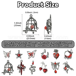 12 шт. 12 стиля готических подвесок из сплава со стразами&nbsp;FIND-CJ0004-81