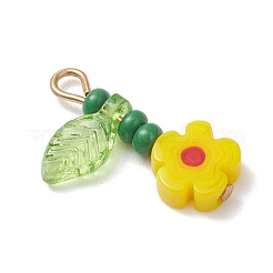 6 шт. подвески-цветы из стеклянных бусин из нержавеющей стали 304&nbsp;PALLOY-MZ01117