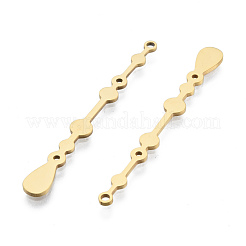 ステンレスペンダント201個  ティアドロップチャーム  18KGP本金メッキ  48x5x1mm  穴：1.5mm&nbsp;STAS-N090-LA969-2
