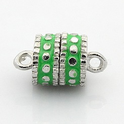 プラチナメッキコラム合金エナメルループ付きマグネットクラスプ  ミックスカラー  18x10mm  穴：2mm&nbsp;ENAM-P098-08