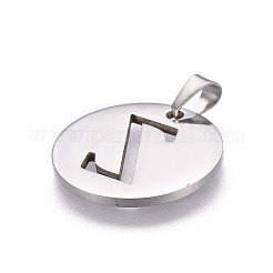 変色しない201ステンレススチールペンダント  アルファベット付きフラットラウンド  ステンレス鋼色  文字Z  20x1.3mm  穴：4x3mm&nbsp;STAS-L221-33Z