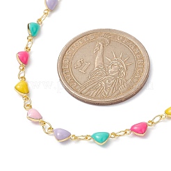 Ожерелья-цепочки в форме сердца с настоящим 18-каратным позолоченным латунным эмалевым звеном&nbsp;NJEW-JN04533