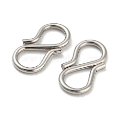 変色しない304ステンレススチールのS字フック留め具  ネックレス  ブレスレット作り  ステンレス鋼色  13x6.5x1mm  内径：5x4mm&nbsp;STAS-Z048-07P