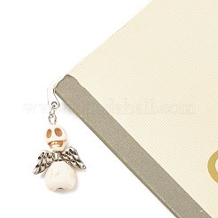 Череп с окрашенными крыльями из синтетической бирюзы AJEW-JK00180-03