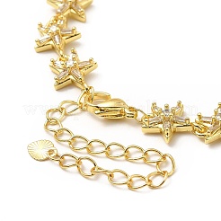 Bracciale a catena a maglie di stella con zirconi cubici trasparenti&nbsp;BJEW-A132-16G