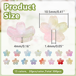 300 шт. двухцветные стеклянные колпачки для бусин&nbsp;GLAA-GO0001-26