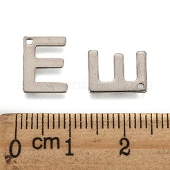 変色しにくい304ステンレススチールの文字チャーム  文字.e  11x8x0.8mm  穴：1mm&nbsp;X-STAS-O072-E