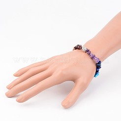 チャクラ天然の宝石ビーズのストレッチブレスレット  チベット風のブッダ釈迦ビーズで  2インチ（5.2cm）&nbsp;X-BJEW-JB02324-02