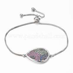 Bracciali in metallo con microbolle in zirconi cubici regolabili in ottone&nbsp;BJEW-G583-01