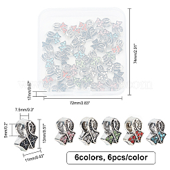36 шт. 6-цветная информационная лента из сплава со стразами и большими отверстиями MPDL-CA0001-04