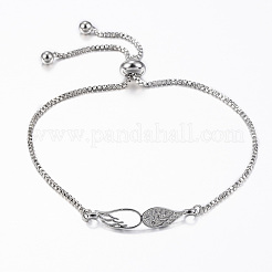 Регулируемые латунные браслеты-слайдеры из циркония BJEW-E317-17