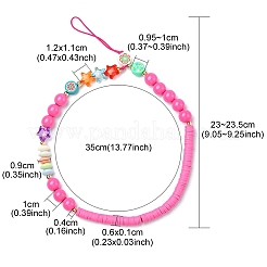 Ремешок для мобильного телефона с круглым и звездчатым ремешком из акрилового бисера HJEW-YW0001-03