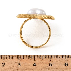 Bagues manchettes ouvertes en acier inoxydable 304 serties de perles d'imitation pavées&nbsp;RJEW-T037-04G