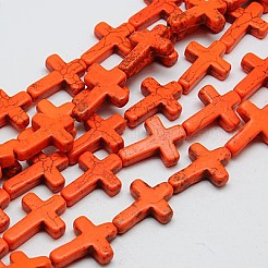 Синтетических нитей бирюзовые бусы&nbsp;LS-TURQ-G112-15x20mm-04